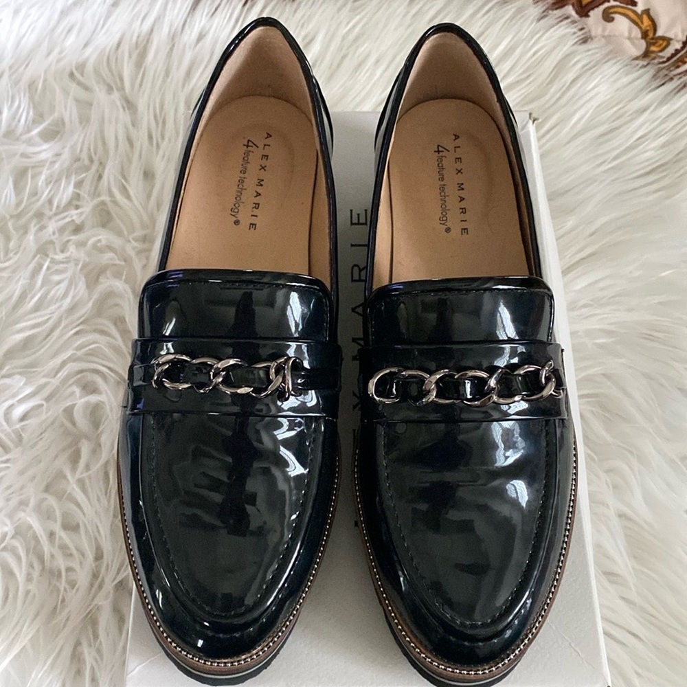 Alex Marie Black Women’s Grensley Chain Detail  Loafers